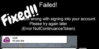 how to fix among us error null continuance token