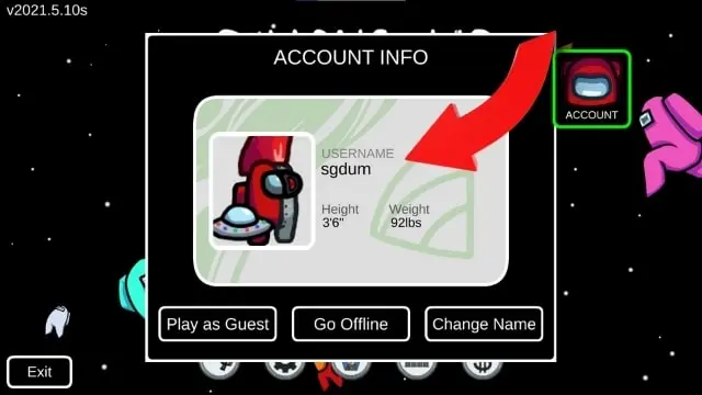 among us account system to use free chat