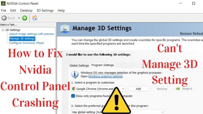 how to fix nvidia control panel crashing