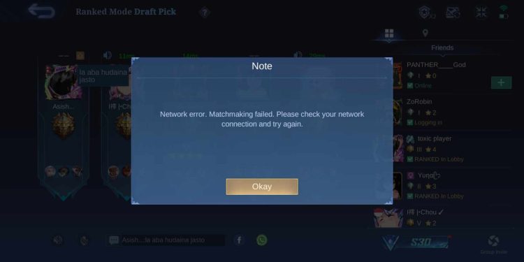 Matchmaking Problems Mobile Legends Server Problem